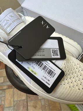 A/X Armani Exchange White Knit Sneakers